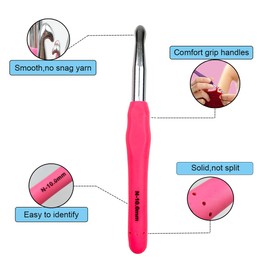 Mdoker Extra Long Crochet Hooks,Large Size N/P/15(10.0mm) Crochet Needles,Ergonomic Grip Soft Handles for Handmade DIY Crocheting,Perfect for Arthritic Hands