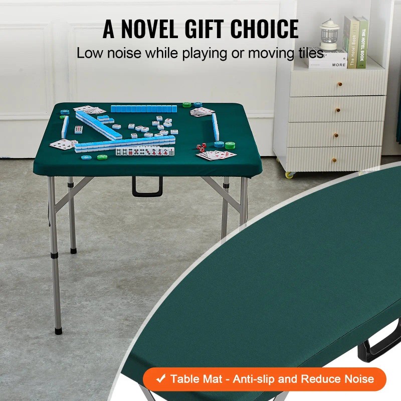 4 Player Fold-in-Half Mahjong Table with Wear-Resistant Top for Card