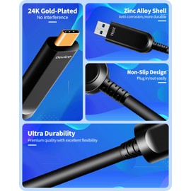 DWLCWY Fiber Optic USB A to USB C Cable (33ft),10Gbps High Speed USB 3.1 Cable for Webcam,Camera,VR/AR,Projector etc