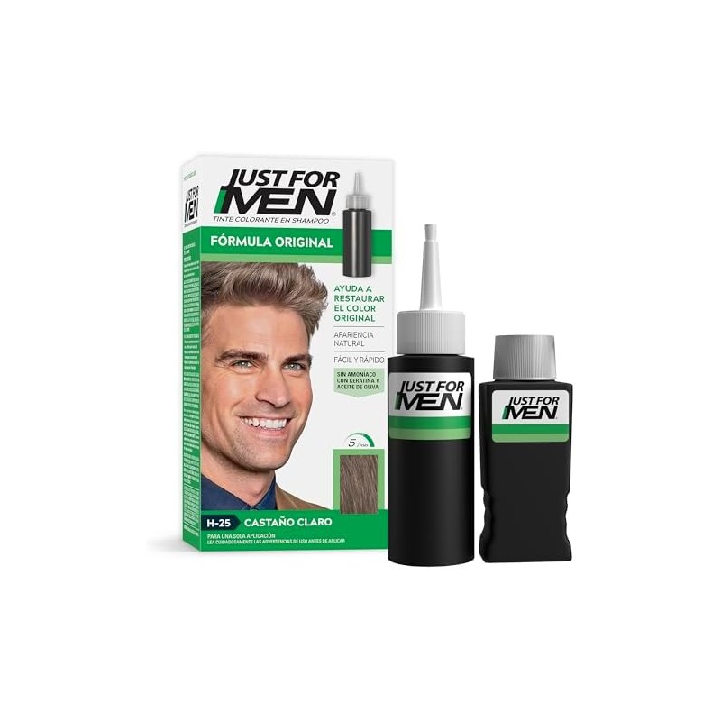 Just For Men Shampoo para Canas, Formula Original, Castaño Claro