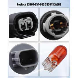 QAGGUM Turn Signal Socket Connector Fit for Honda Accord Acura CR-V Replace 33304-S5A-003 33304S5A003, with Light Bulb, 2Pcs