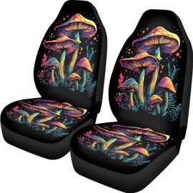 UNICEU Mushroom Car Seat Cover Full Set of 2,Cottagecore Mushroom Car Accessory for Women Non Slip Breathable Bucket Seat Protector Covers for Front Seats Universal Fit Most Vehicle