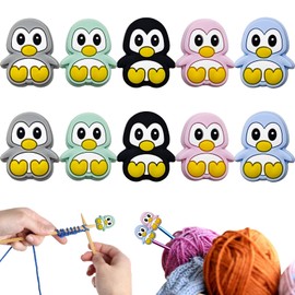 10 PCS Knitting Needle Stoppers, Cute Penguins Knitting Needle Point Protectors for Beginners Knitting Needles DIY Supplies Accessories