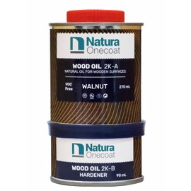 Natura Onecoat 2 Component Wood Stain Oil, 360 mL (12.17 fl oz), Walnut, Easy to Apply, Very Low Odor, Linseed Oil, Interior Furniture & Flooring, Dries Fast, VOC/Solvent Free, Durable Hardwax Oil