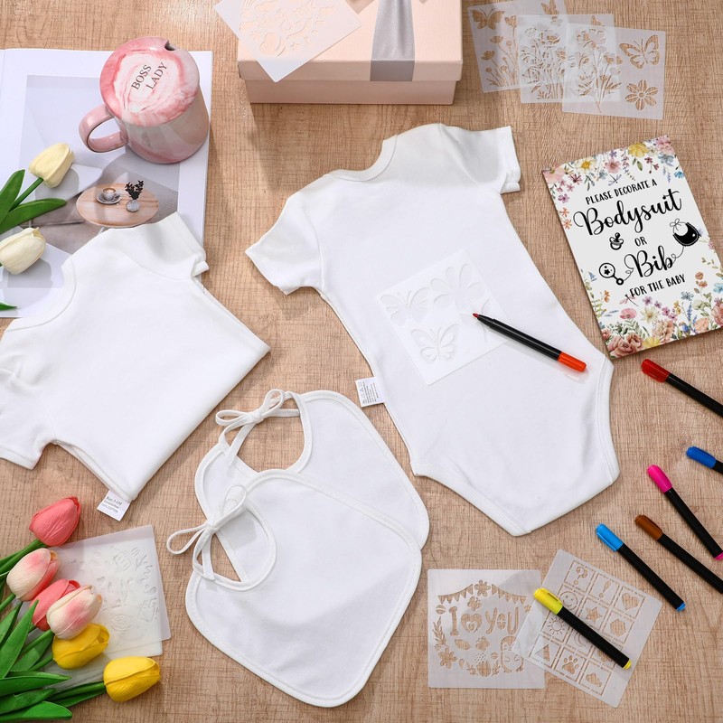 Chuarry 43 Pcs DIY Baby Bibs Decorating Kit 8 Bodysuits