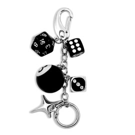 JBESUHI 8 Ball Dice Charm Keychain - Cute Bag Purse Handbag Accessories - Y2K Aesthetic Key Chain for Purses, Backpacks, Handbags Unisex Gamer Gift & Luck Token Accessory