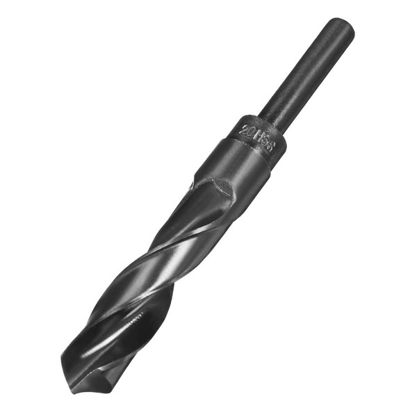 sourcing map Reduced Shank Drill Bit 20mm High Speed Steel HSS 9341 Black Oxide with 1/2 Inch Straight Shank
