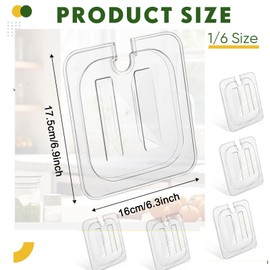 HKYLRAT 5 Pack Plastic Food Pan Lid with Handle, 1/6 Size 6 Inch Deep Plastic Hotel Pan Cover for Restaurant Food Container and Storage, 6.89 x 6.5 Inch (B)