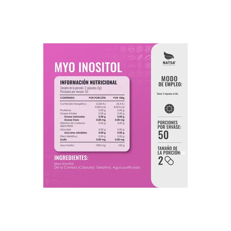 Inositol, 300 Cápsulas (3 Frascos 100 Cap C/u) Sabor N/A