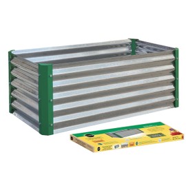 Miracle-GRO 40" D x 20" W x 16.75" H Outdoor Raised Garden Bed for Growing Edible Plants and Flowers, Rust-Resistant Galvanized Steel Elevated Planter Box, Silver/Green