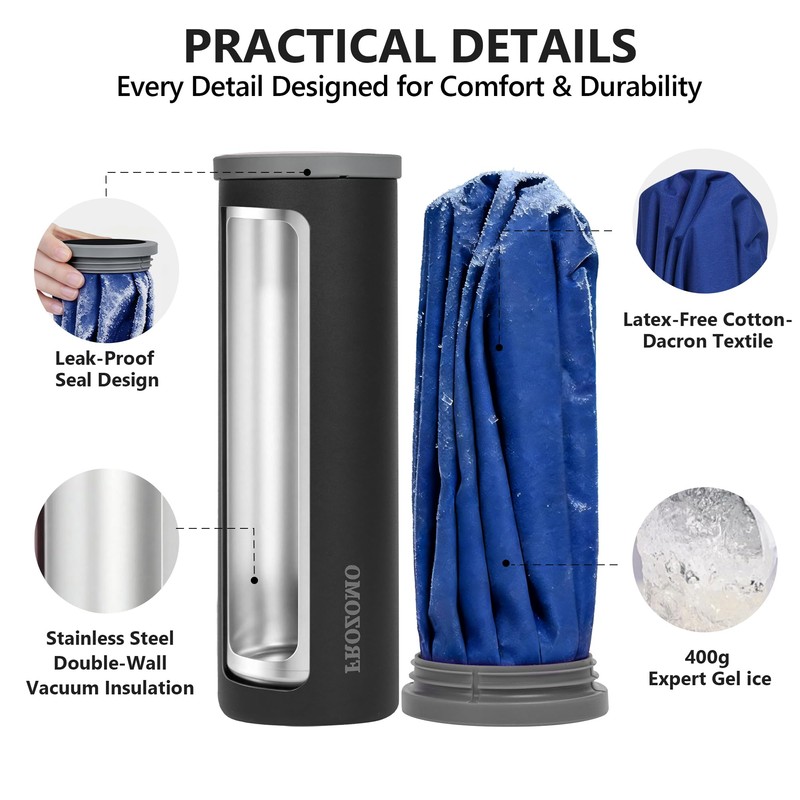 9" Reusable Gel Ice Pack for Injuries with Insulated Bottle,