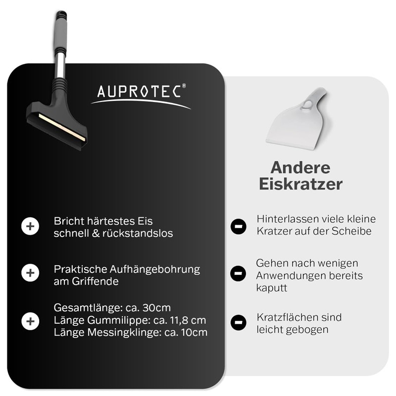AUPROTEC Ice scraper with brass blade, non-slip soft grip handle