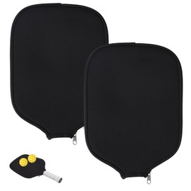 2pcs Pickleball Paddle Covers, Universal 8.6 x 12.2 inch Neoprene Paddle Cover Pickleball Racket Sleeve Paddle Storage Bag for Most USAPA Standard and Elongated Pickball Paddles (Black)