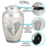 White Angel Wings Funeral Cremation Urn with Mathcing Keepsake Velvet