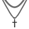 Zocomi Black Layered Cross Necklace for Boys Men Stainless Steel