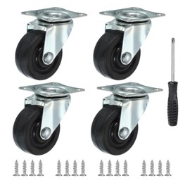 PATIKIL 1.5" Caster Wheels, 4Pcs Silent Rubber Swivel Wheel with 360° Bearing Top Plate Casters Total 132 Lbs for Furniture Workbench Industrial