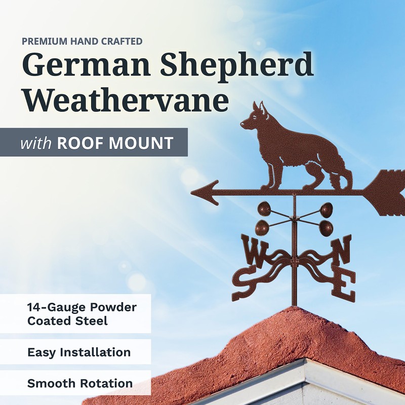 EZ Vane Steel German Shepherd Weathervane 21” Height, Includes Metal