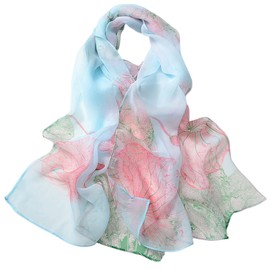 FAIRYGATE Chiffon Scarves for Women Sale Female Head Cover for Ladies Large Flower Floral Print Silk Scarf Headscarf 50026
