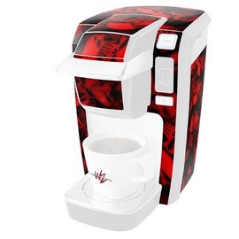 WraptorSkinz Decal Style Vinyl Skin compatible for Keurig K10 / K15 Mini Plus Coffee Makers Skulls Confetti Red (COFFEE MAKER NOT INCLUDED)