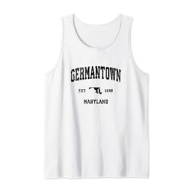 Germantown Maryland MD Vintage Sports Design Black Print Tank Top