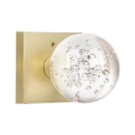 HIEMEY Glass Door Knobs Interior, Crystal Door Knobs with Lock, Privacy Gold Door Knob for Bedroom/Bathroom, Round Clear Bubble, Satin Brass