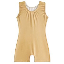 EQSJIU - Maillot de gimnasia para niñas y niñas, con mangas brillantes, para bebés y adolescentes de 1 a 10 años, Desnudo/, 6-7 Años