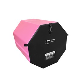 Kangaroo Hoppers Gymnastics Octagon Tumble Mat 24"x26" with Carrying Handles, Somersault Backbend Tumbling Trainer for Home Gym Exercise (Black/Hot Pink)