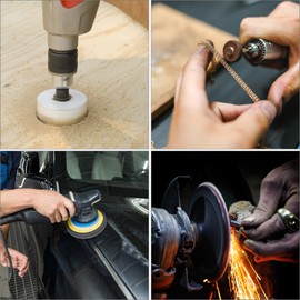 QWORK® 270 Pack 2 Inch Variety Sanding Discs Kit for Drill Grinder, Includes 36-3000 Grit, with PU Foam Adapter Pad and 1/8" and 1/4" Shanks