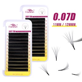 Fadvan Russian Natural Curl Professional Eyelash Extensions Easy Fan Lashes Single Volume Eyelashes for Volume Technique Pack of 2 (0.07D-11 mm + 0.07D-12 mm)