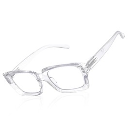 YUKANG Oprah Style Reading Glasses for Women Blue Light Blocking Stylish Square Computer Readers with Spring Hinge Anti Glare Clear 2.5