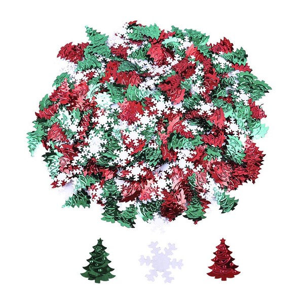 Topfunyy 1.6 Ounce Christmas Confetti Glitter Xmas Tress Snowflake Metallic