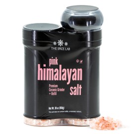 The Spice Lab Himalayan Salt - Coarse XL Grinder With Refill (30 oz) - Pink Himalayan Salt is Nutrient and Mineral Dense for Health - Gourmet Pure Crystal Kosher & Natural Certified