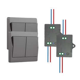 GLOBELEC Self-Powered Wireless Light Switch (No Battery),Remote Control with 328ft Range,Kinetic Remote Wall Control Receiver Kit,Suitable for LED Lights, Ceiling Lighting Equipment,Fans