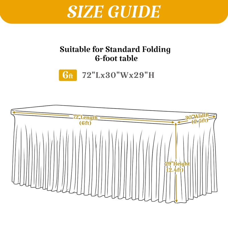 Little Funny 2 Pack White Spandex Tablecloth for 6 Foot