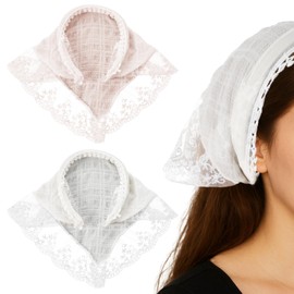 Giantree 2-Piece Set of Women's Lace Headbands, Flower-Shaped Mesh Hair Scarves, Light Bohemian Triangle Headbands, Knitted Floral Headpieces, Can Be Used for Hair Styling, Holiday Decorations