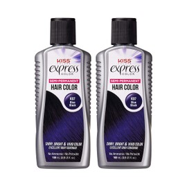Kiss Express Semi-Permanent Hair Color 100mL (3.5 US fl.oz) (2 Count, Blue Black)