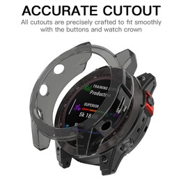 KUSINHOKA Hülle für Garmin Epix Gen 2, [2 Stück] Ultradünn Silikon [Anti-Kratzen] [Stoßfest] Rahmen Stoßfänger Schutzhülle für Garmin Epix Gen 2, Schwarz + Transparent