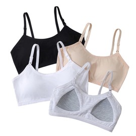 Herepai - brasier de entrenamiento sin costuras de algodón sin costuras, Color puro, paquete de 4, 12-16 Años