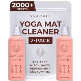 Yoga Mat Cleaner Spray, Cleaning Spray for Yoga Accessories, All Purpose Mat Spray for Gym Equipment, Workout Mat Spray With Tea Tree Oil, Yoga Mat Spray Cleaner, 1000 Sprays per Bottle 2-Pack