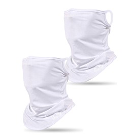 DaLaCa Face Cover, UV Protection, Cold Protection, Sun Protection, UPF 50+, Ear Hanging, Washable, Easy to Breathe Mesh Mouth, Storage Case Included, Set of 2 White