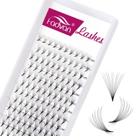 Volume Eyelashes, Pre-Fanned 10D Prefabricated Russian Eyelash Extension Volume Bouquet, 0.07 C Curl, 8-14 mm Mix, Short Handle, Natural Volume Eyelashes (10D-0.07-C-(8-14)