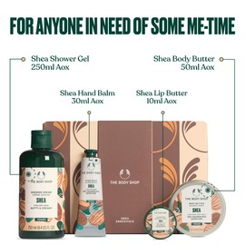 The Body Shop Shea Essentials Gift Set, Shower Cream 250ml, Body Butter 50ml, Hand Balm 30ml, Lip Butter 10ml, Nourishing Body Care Set, 96hr Moisture for Dry Skin, Vegan Skincare Gift