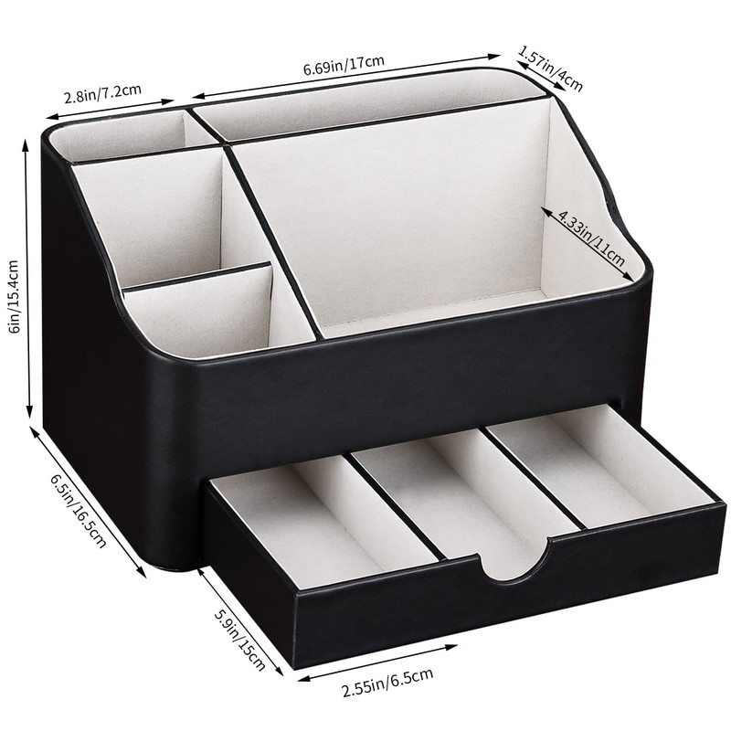 KINGFOM Leather Makeup Organizer with Drawer, Cosmetic Storage for Dresser