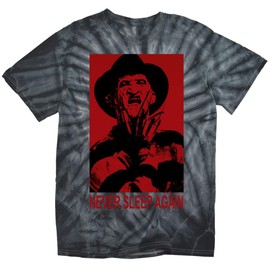 Popfunk Nightmare on Elm Street Freddy Never Sleep Again Tie Dye Adult Unisex T-Shirt, Large