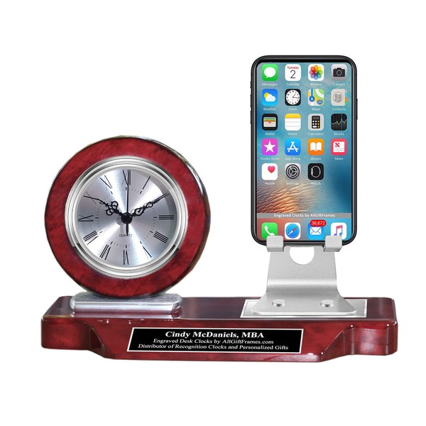 AllGiftFrames Etched Nameplate Custom Black Engraved Clock Cellphone Stand Mobile
