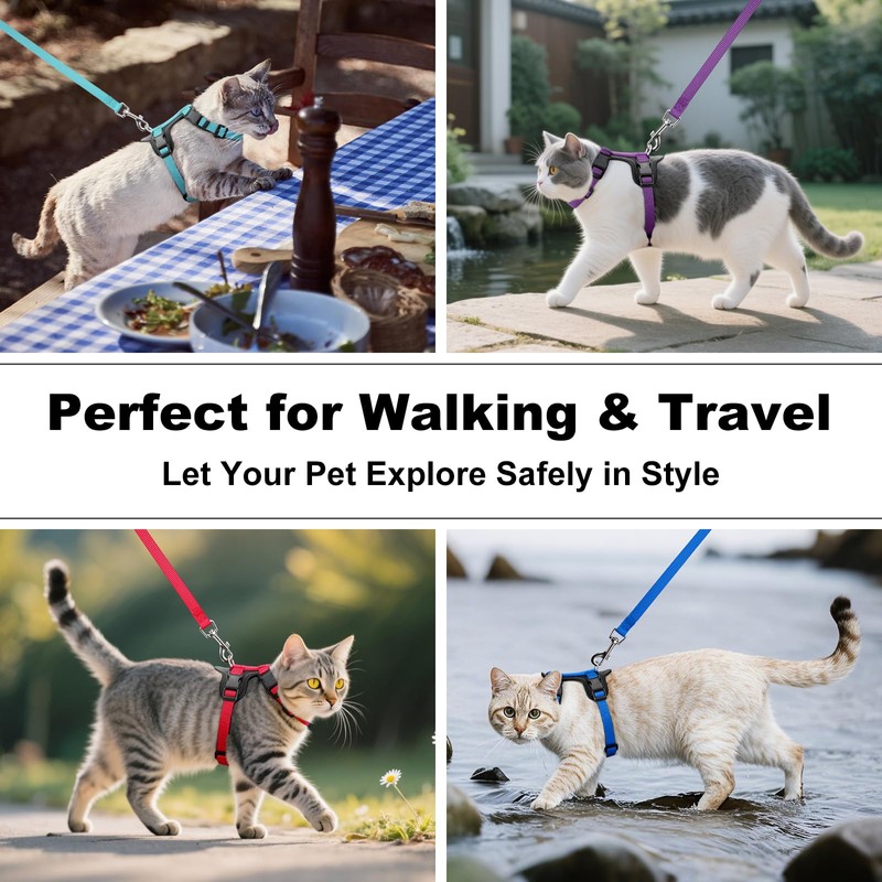 Plutus Pet Adjustable Cat Harness and Lead Set, Quick Release,