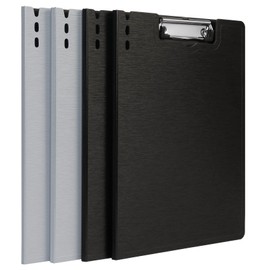 BOMKEE A4 Foldover Clipboard (4 Pack), Clipboards File Folder Flip Writing Pad Profile Clips PVC Fold Over Hardback Clip Boards Form Organizer for Business, Office, School, Hospital