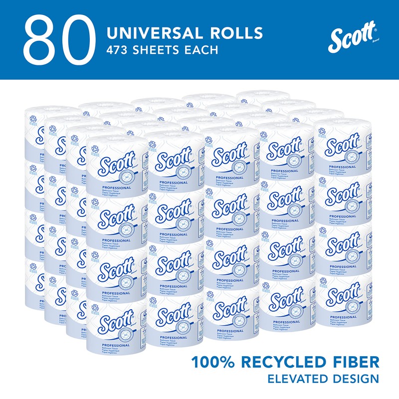 Scott Professional 100% Recycled Fiber Standard Roll Bulk Toilet Paper