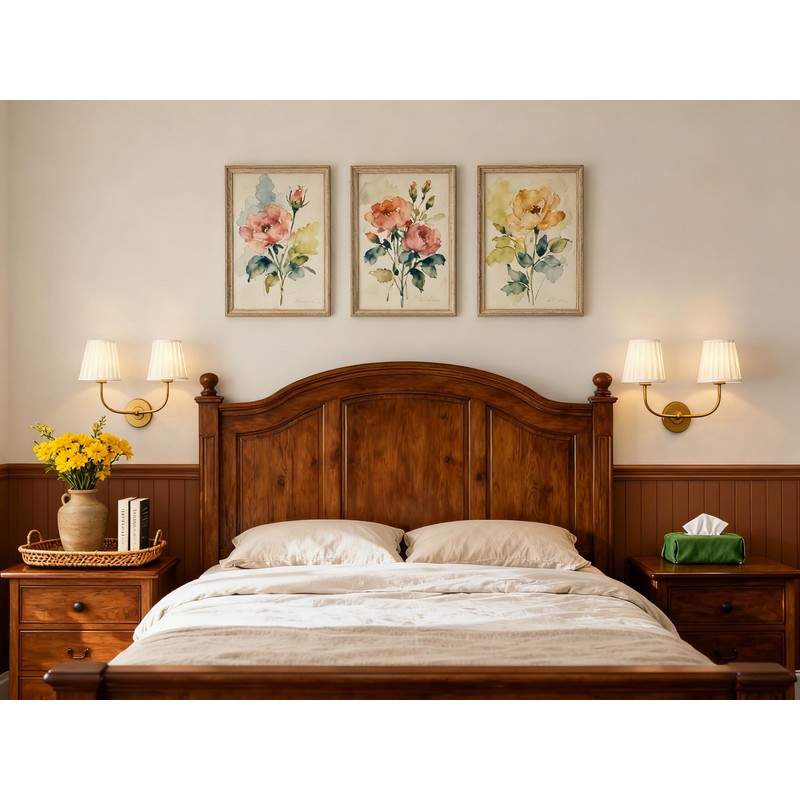 PERMO Vintage Sconce Gold 2 Lights Wall Sconces with Pleated