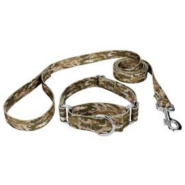 Country Brook Petz - Desert Viper Camo Martingale Dog Collar and Leash - Camouflage Collection Featuring Rugged Designs (5/8 Inch, Small)